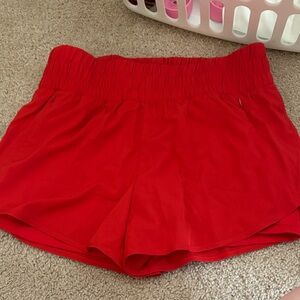 Women’s Elastic Waist Red Shorts